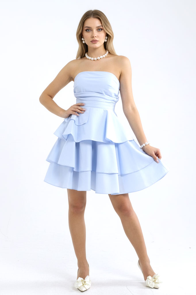 Светлосиня парти рокля тип бюстие "Sky Candy"