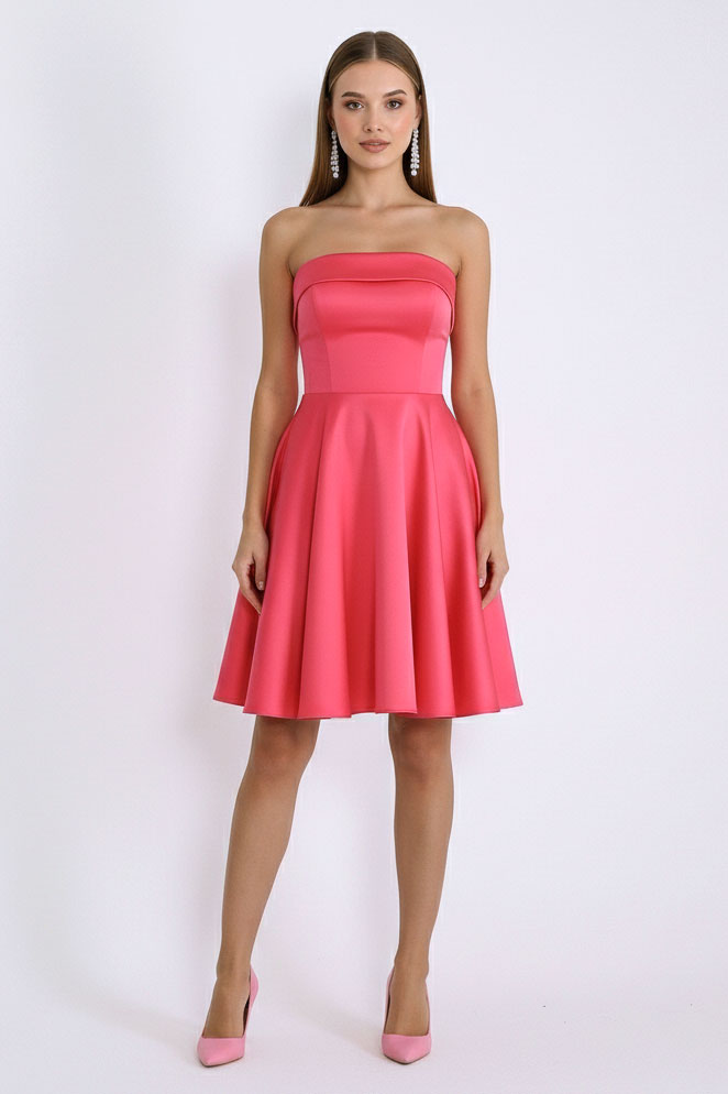 Цикламена парти рокля сатен "Coral Muse"