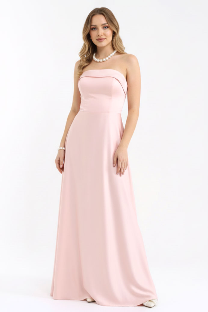 Пудрено розова дълга рокля "Powder Grace"