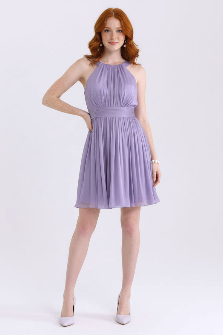 Рокля от плисирана материя "Lilac Amour" в лилав цвят