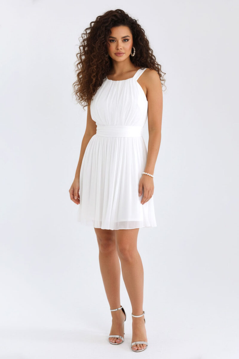 Официална бяла рокля от шифон за повод "White Amour"